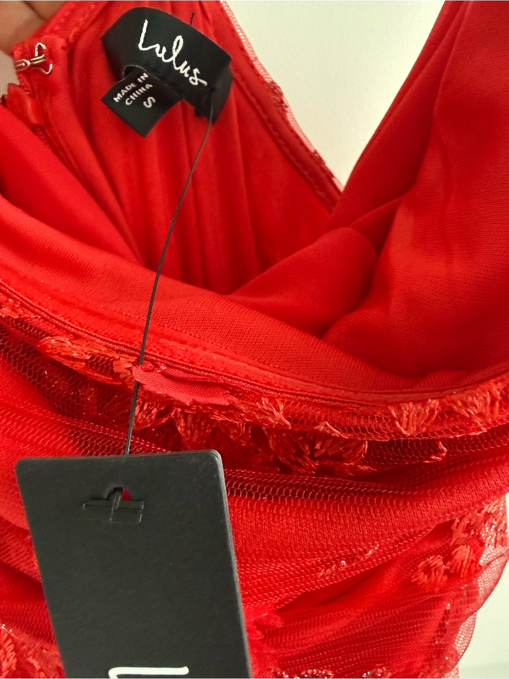 Lulu's Red Embroidered Mesh Ruffled Mini Dress - Picture 5 of 5